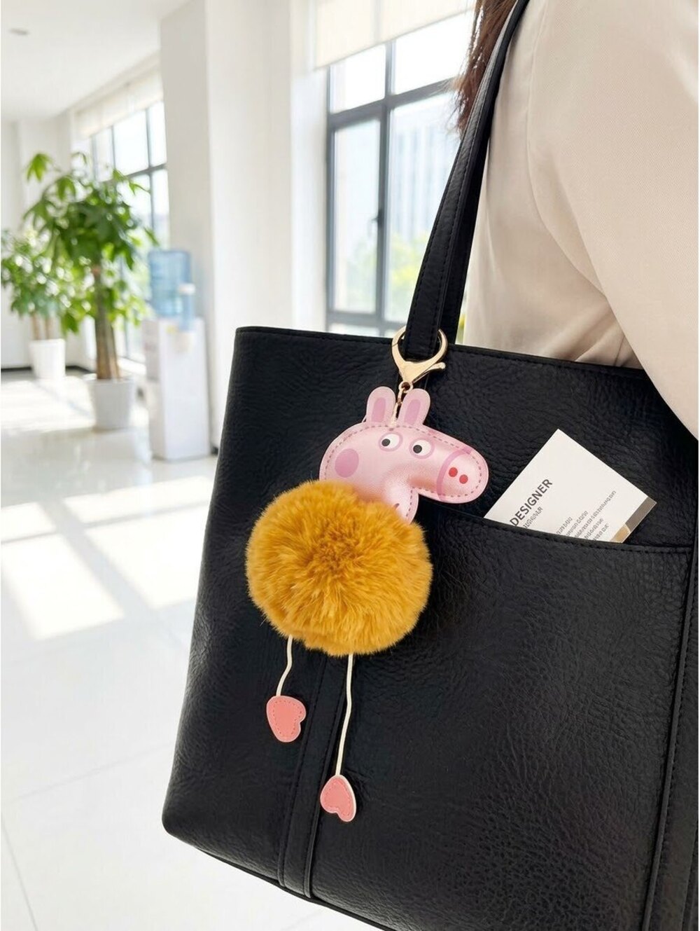Dulami Peppa Pig Yellow Pom Pom Bag Charm Keychain